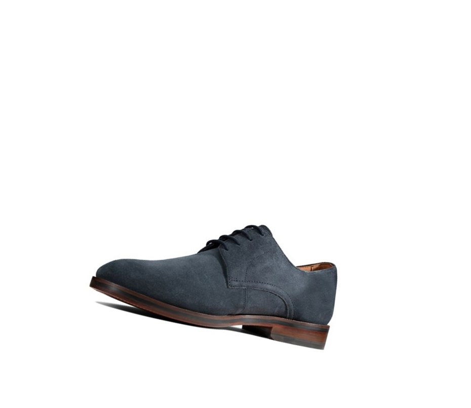 Zapatos Casuales Clarks Oliver Encaje Gamuza Hombre Azul Marino | BUPW-19256