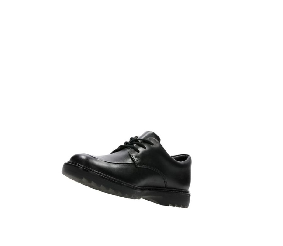 Zapatos Escolares Clarks Asher Grove Cuero Niño Negras | UVQX-02948