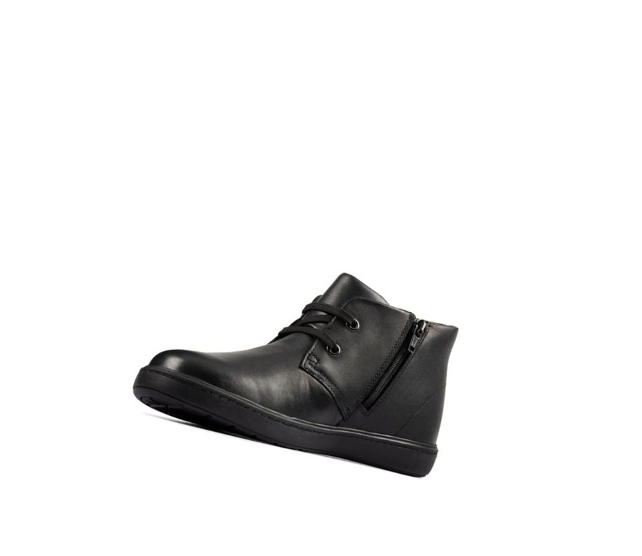 Zapatos Escolares Clarks Calle Step Cuero Niño Negras | EWLB-45692