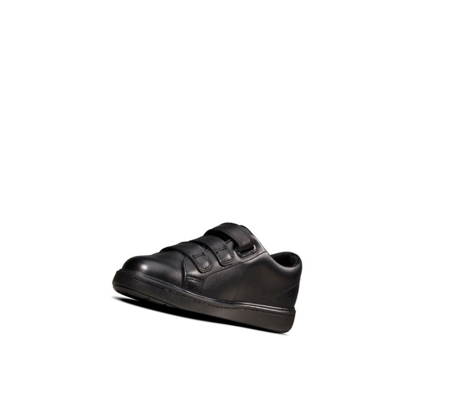 Zapatos Escolares Clarks Calle Swift Cuero Niña Negras | LBST-89245