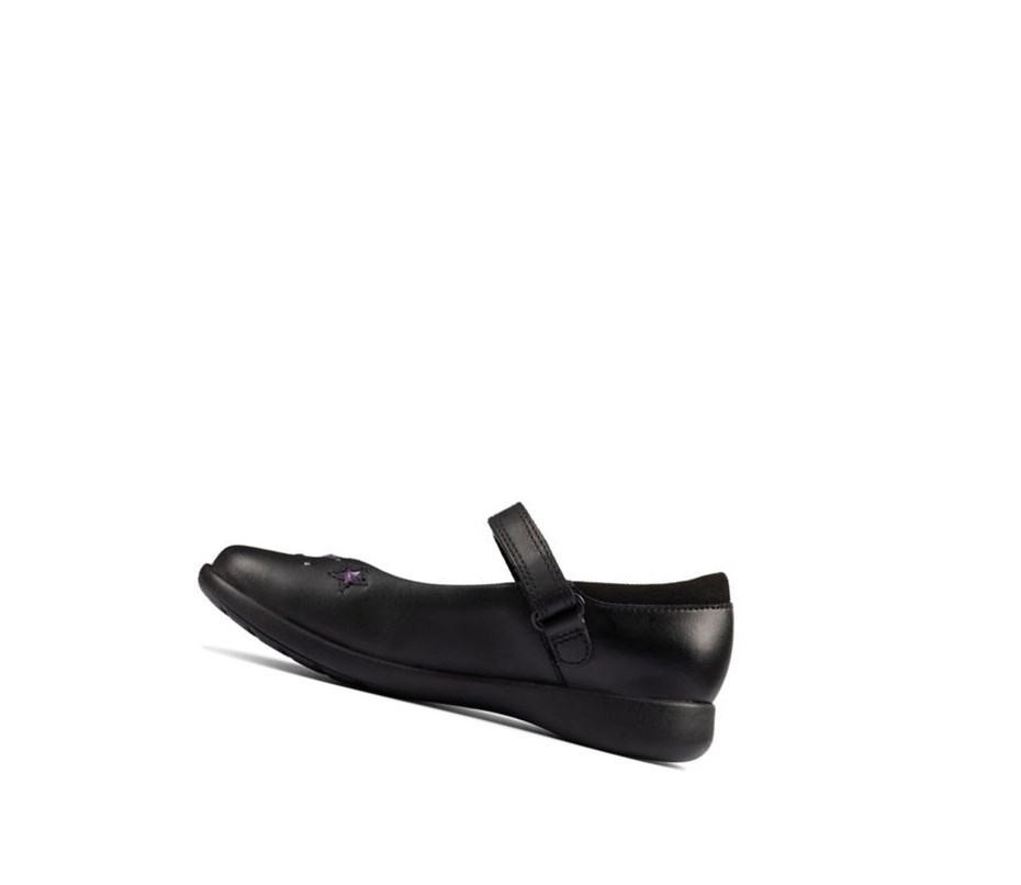 Zapatos Escolares Clarks Etch Bright Cuero Niña Negras | IAPV-97203