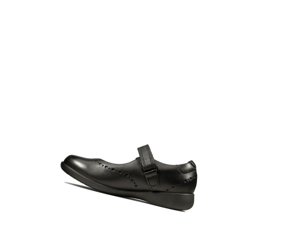 Zapatos Escolares Clarks Etch Craft Cuero Niña Negras | YJDZ-76012