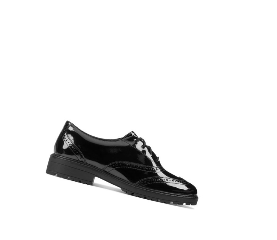 Zapatos Escolares Clarks Loxham Charol Cuero Niña Negras | GTWK-62358