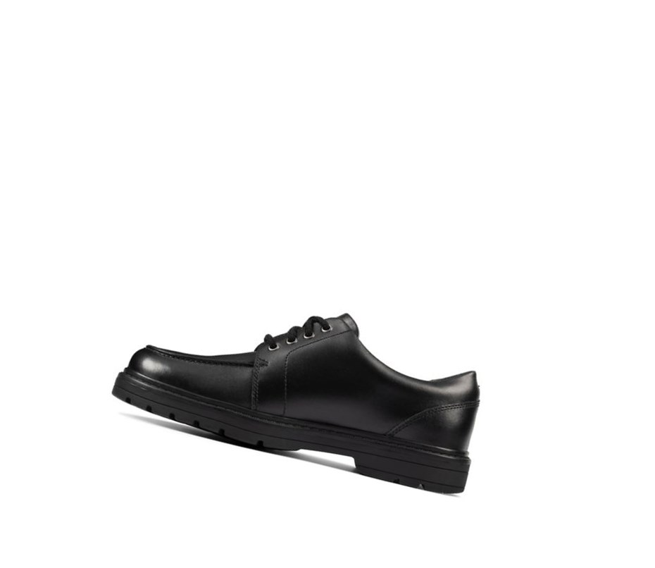 Zapatos Escolares Clarks Loxham Pace Cuero Niño Negras | NWIK-32589