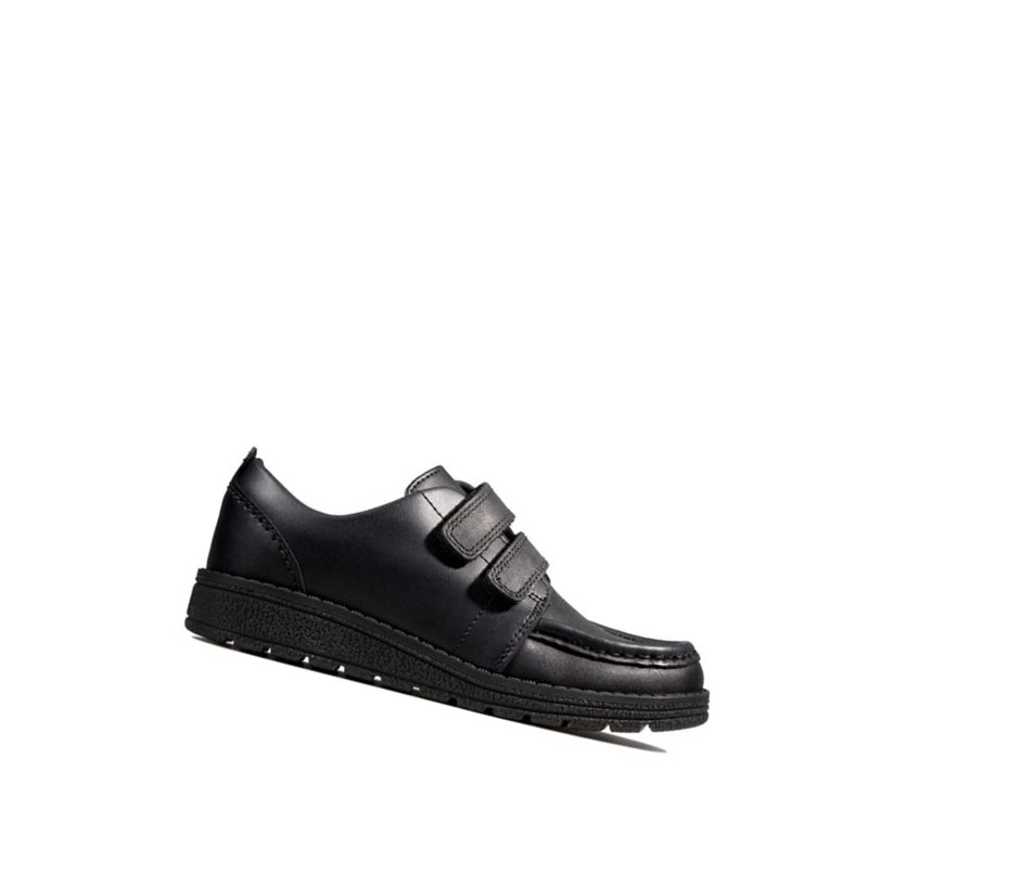 Zapatos Escolares Clarks Mendip Bright Cuero Niño Negras | OHEK-05728