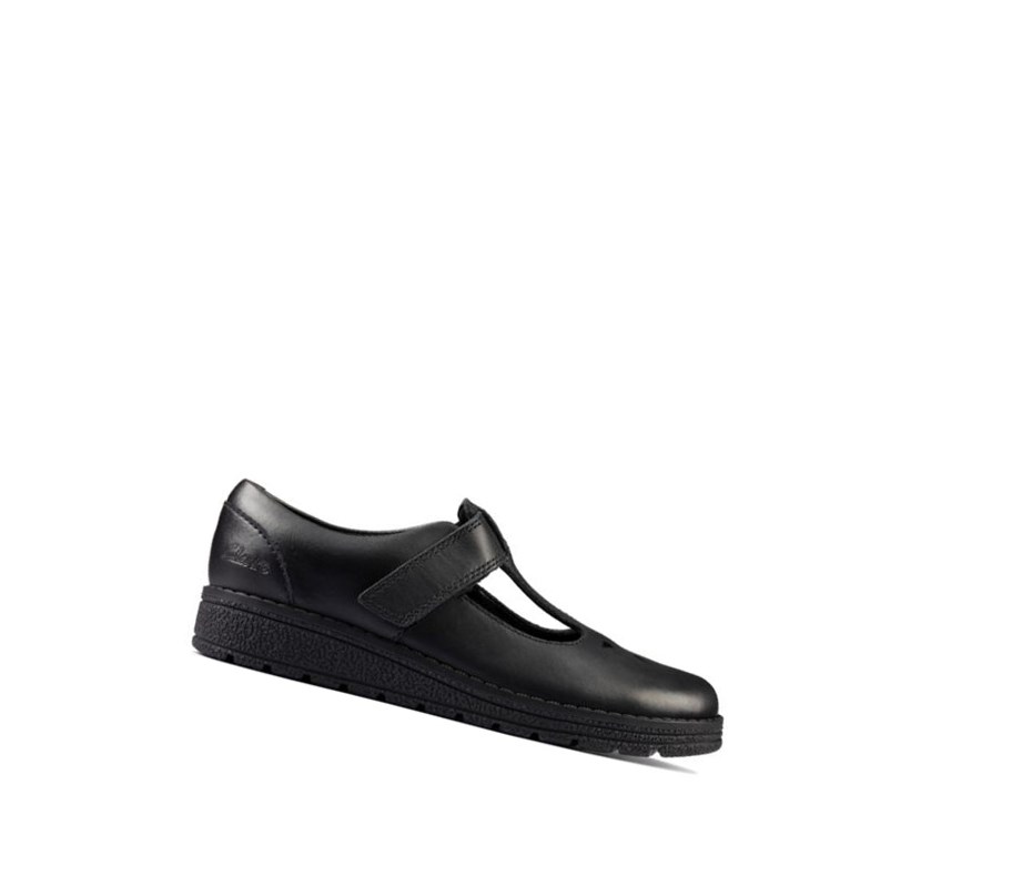 Zapatos Escolares Clarks Mendip Joy Cuero Niña Negras | CRFK-03541