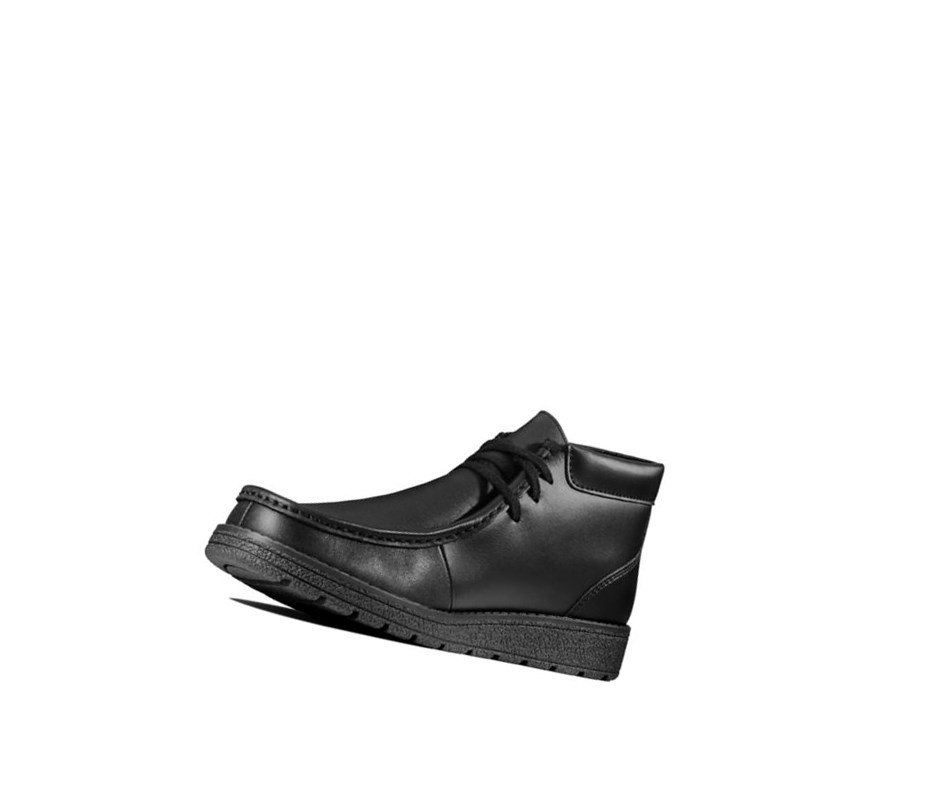 Zapatos Escolares Clarks Mendip Loop Cuero Niño Negras | EDMI-02576