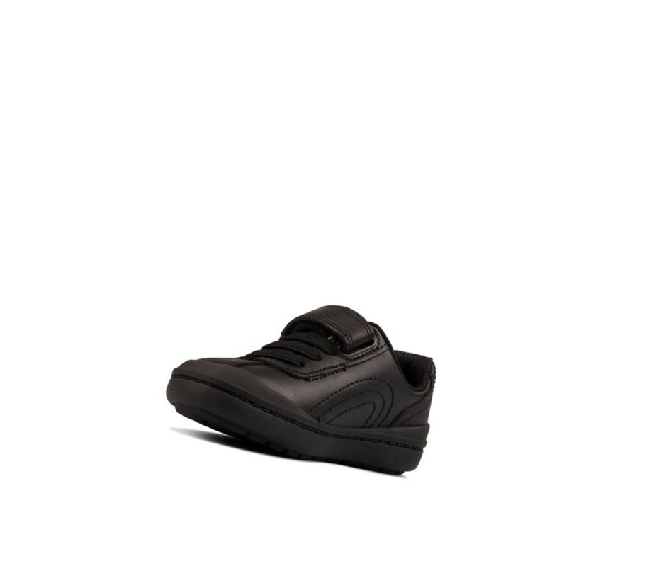 Zapatos Escolares Clarks Rock Pass Cuero Niño Negras | QJBR-69483