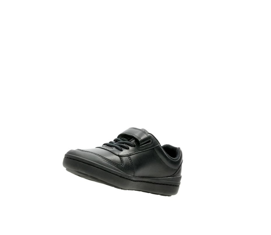 Zapatos Escolares Clarks Rock Verve Cuero Niño Negras | CGHB-67124