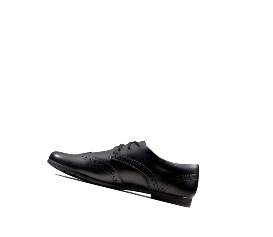 Zapatos Escolares Clarks Scala Encaje Cuero Niña Negras | PZQH-57438