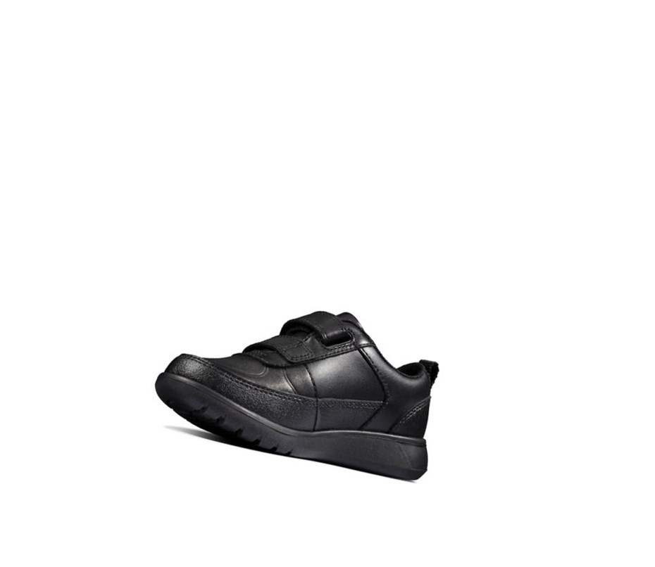 Zapatos Escolares Clarks Scape Flare Cuero Niño Negras | LHMZ-62830