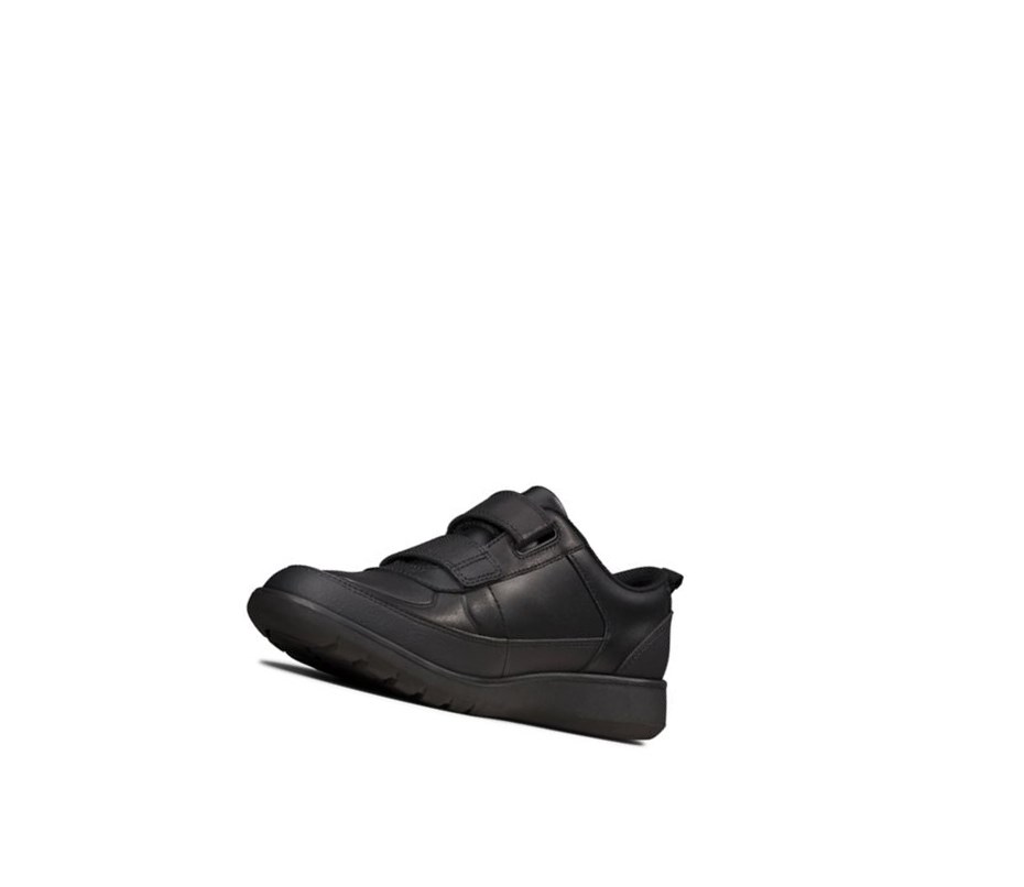 Zapatos Escolares Clarks Scape Flare Cuero Niño Negras | VDCR-16529