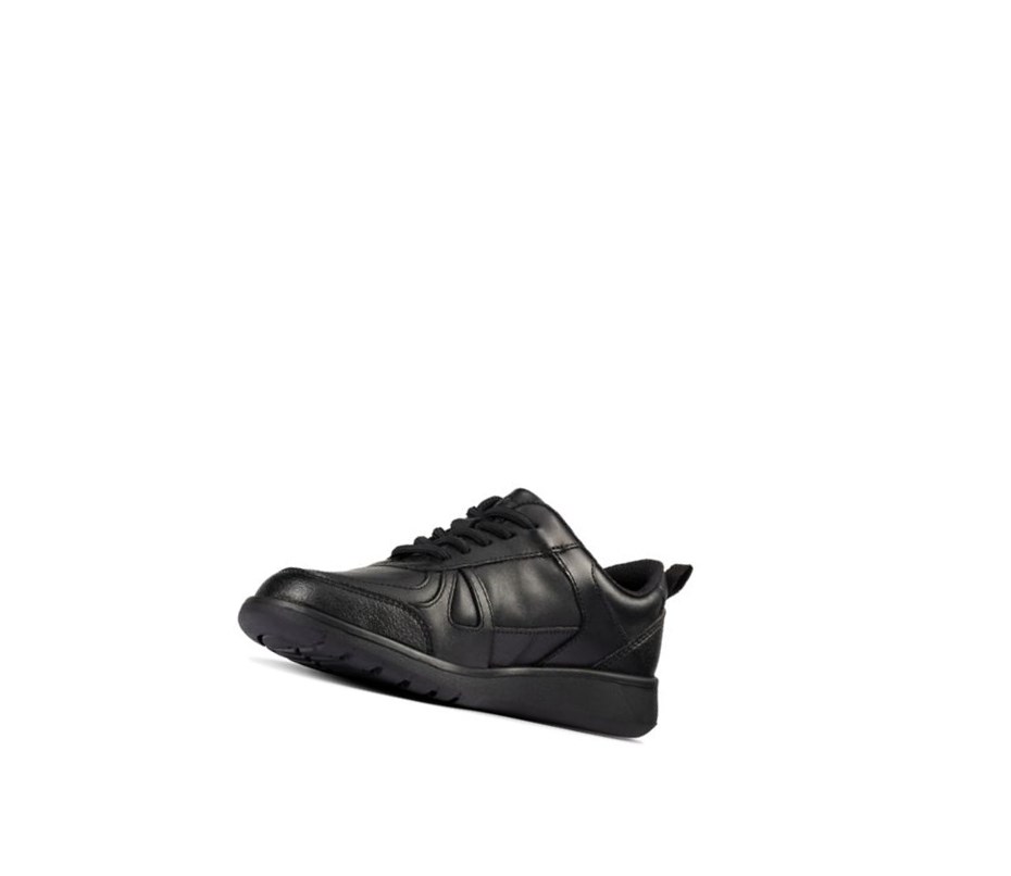 Zapatos Escolares Clarks Scape Pista Cuero Niño Negras | YSPO-59076