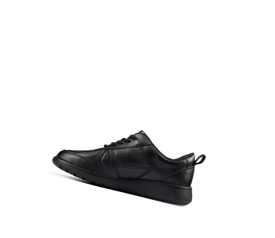 Zapatos Escolares Clarks Scape Pista Cuero Niño Negras | YSPO-59076