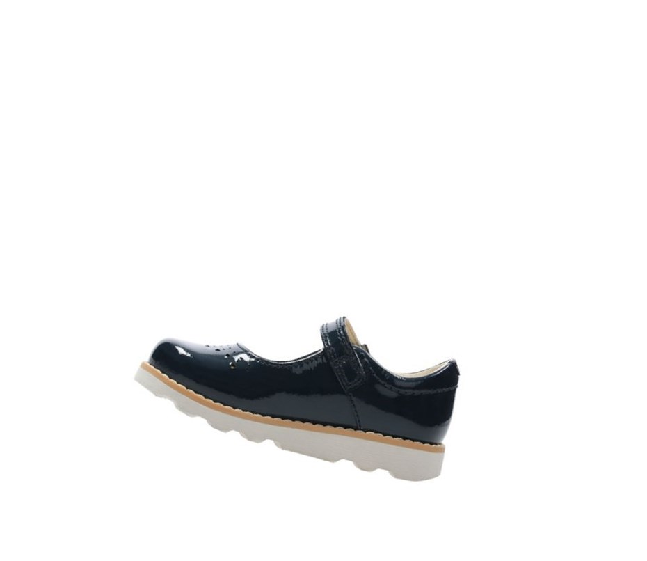 Zapatos Mary Jane Clarks Crown Jump Charol Cuero Niña Azul Marino | XFST-34618