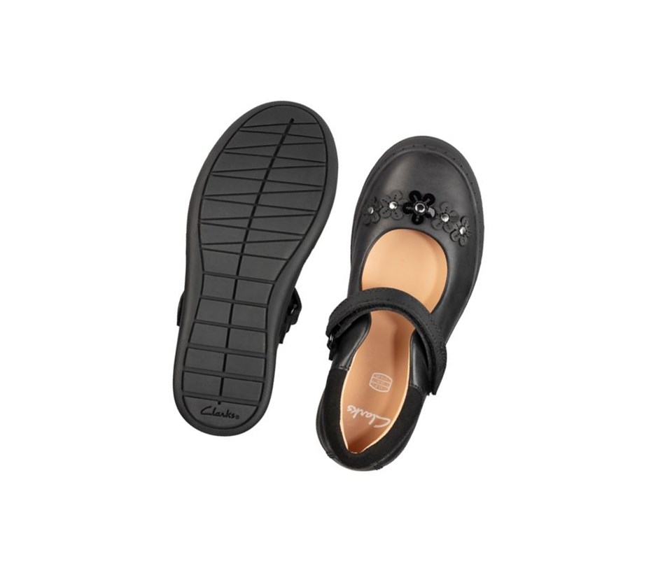 Zapatos Mary Jane Clarks Scooter Jump Cuero Niña Negras | DPWR-98274