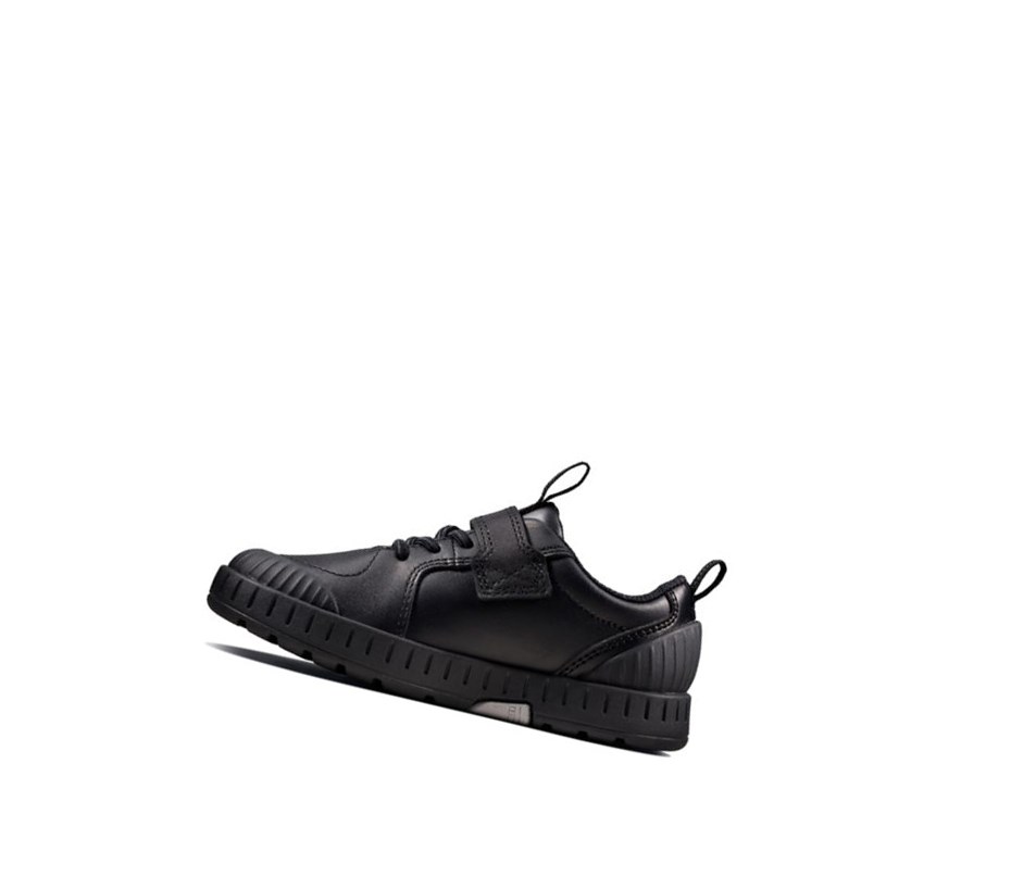 Zapatos Piel Clarks Apollo Step Cuero Niño Negras | JWKN-32649