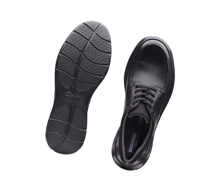 Zapatos Piel Clarks Cotrell Edge Smooth Cuero Anchos Fit Hombre Negras | WFBK-12706