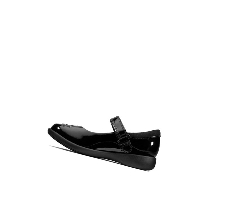 Zapatos Piel Clarks Etch Spark Charol Cuero Niña Negras | HCTW-25693