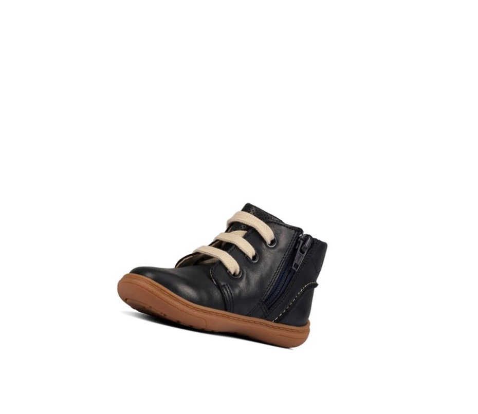 Zapatos Piel Clarks Flash Cuero Niño Azul Marino | MCJY-90672