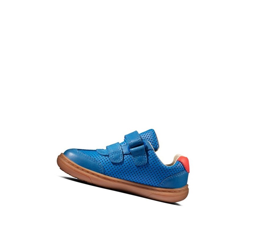 Zapatos Piel Clarks Flash Hot Cuero Niño Azules | ATEF-53918