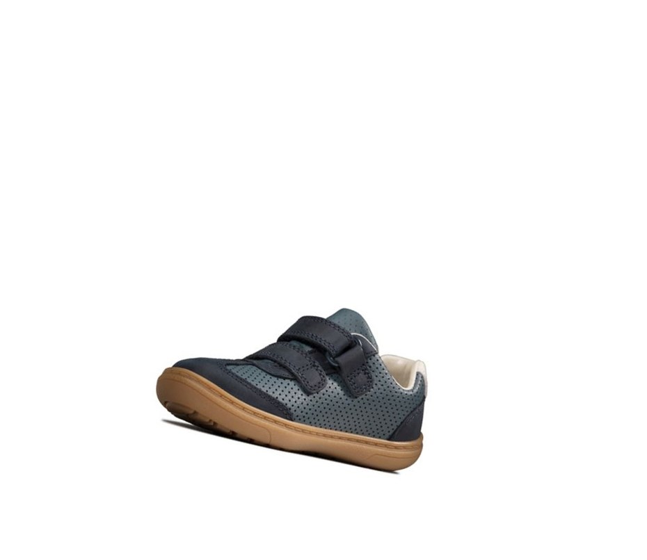 Zapatos Piel Clarks Flash Metra Cuero Niño Azul Marino | ETKO-47239