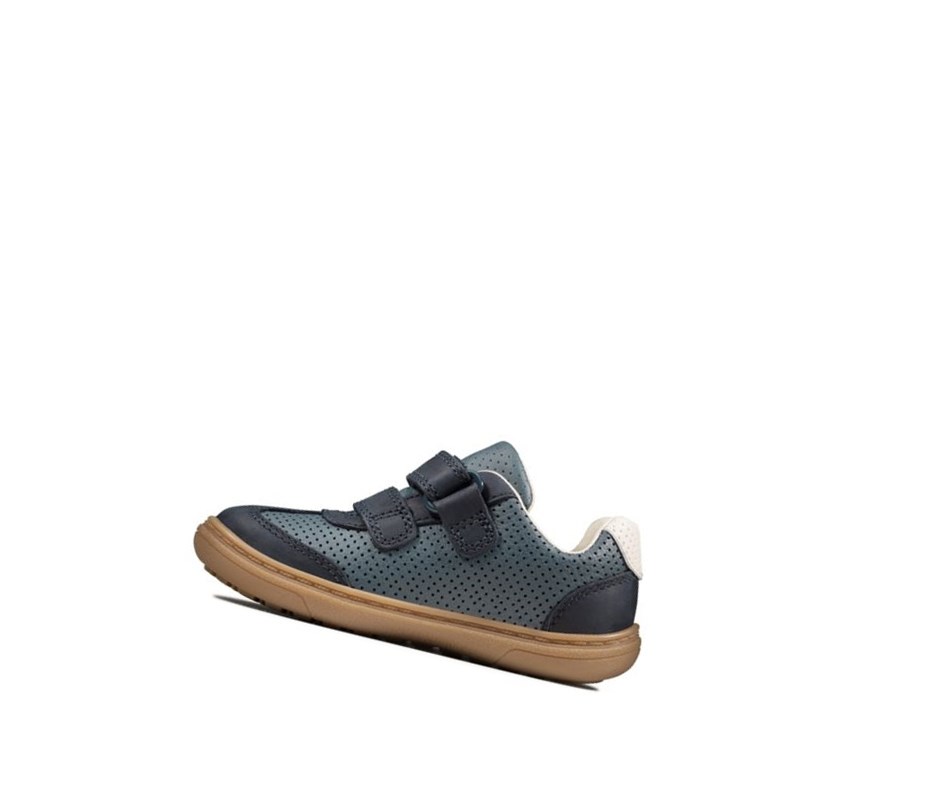 Zapatos Piel Clarks Flash Metra Cuero Niño Azul Marino | ETKO-47239