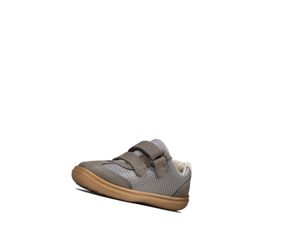 Zapatos Piel Clarks Flash Metra Cuero Niño Gris Oscuro | EWKI-29841