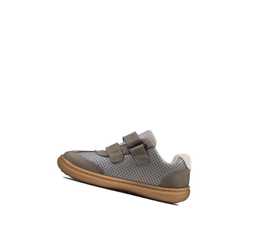 Zapatos Piel Clarks Flash Metra Cuero Niño Gris Oscuro | EWKI-29841