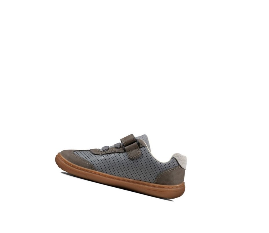 Zapatos Piel Clarks Flash Step Cuero Niño Gris | BFXT-58694