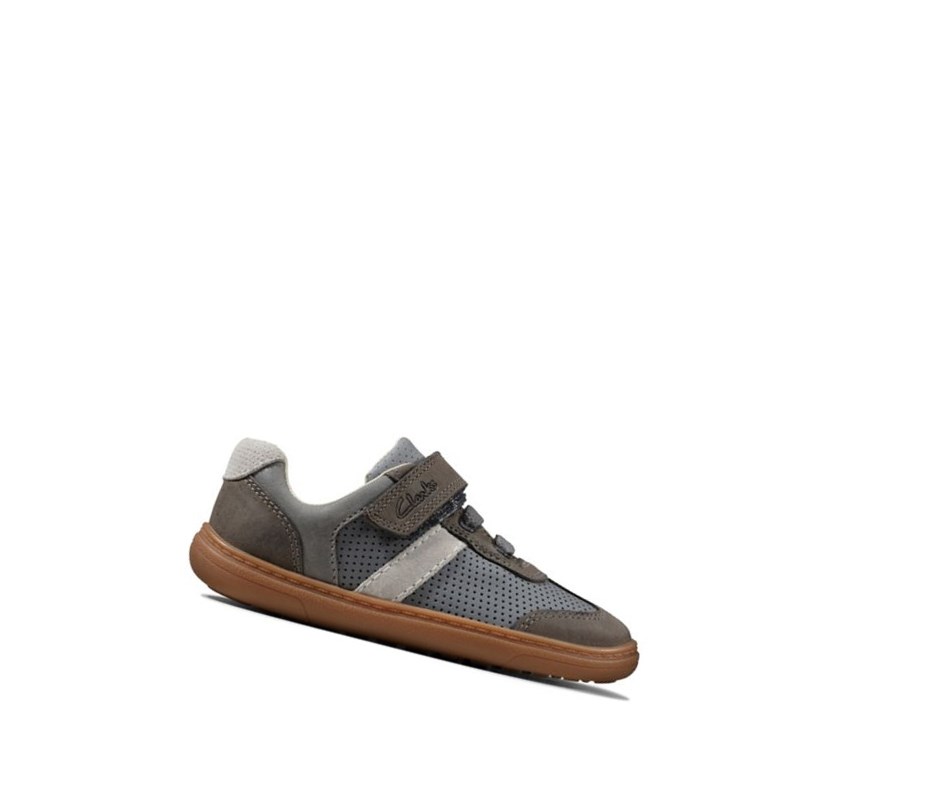 Zapatos Piel Clarks Flash Step Cuero Niño Gris | BFXT-58694