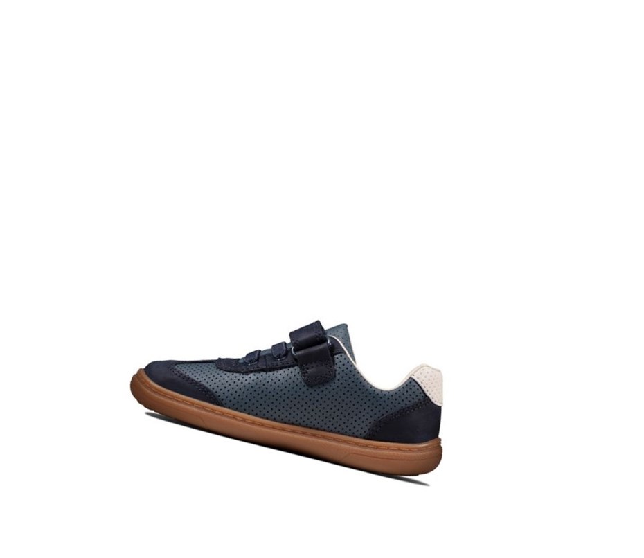 Zapatos Piel Clarks Flash Step Cuero Niño Azul Marino | REMZ-27986