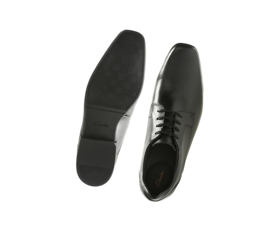 Zapatos Piel Clarks Glement Encaje Cuero Hombre Negras | FKSQ-08516