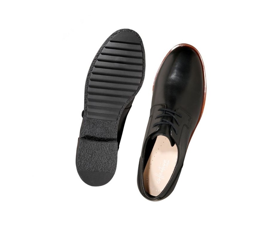 Zapatos Piel Clarks Griffin Lane Cuero Anchos Fit Mujer Negras | JTKE-12390