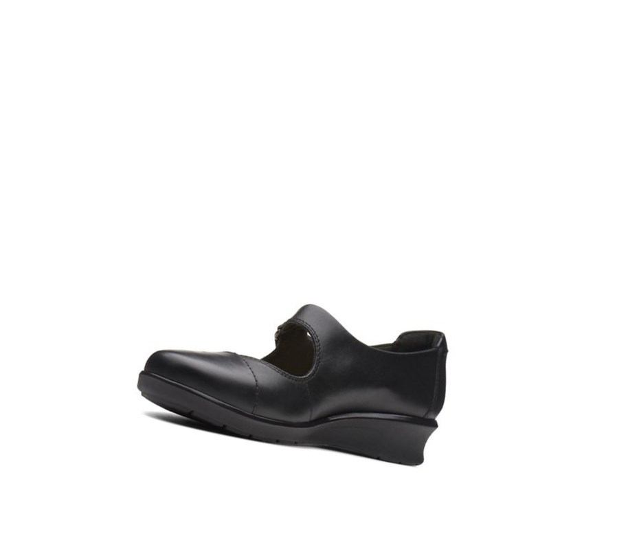 Zapatos Piel Clarks Hope Henley Cuero Anchos Fit Mujer Negras | NZFS-07942