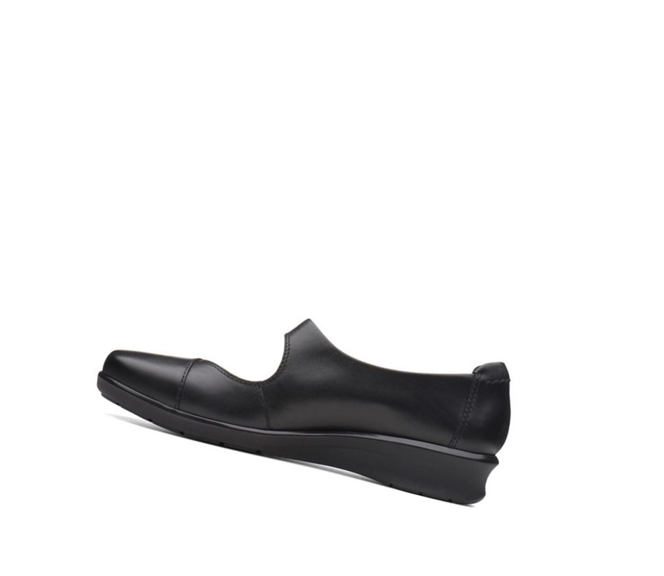 Zapatos Piel Clarks Hope Henley Cuero Anchos Fit Mujer Negras | NZFS-07942