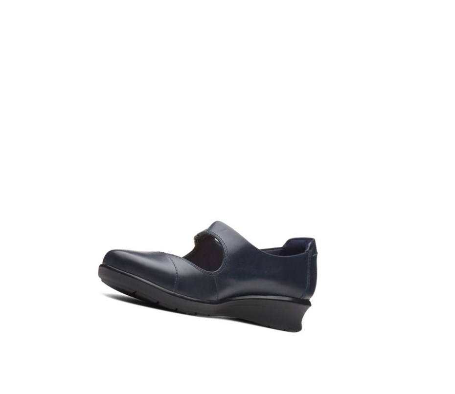 Zapatos Piel Clarks Hope Henley Cuero Mujer Azul Marino | EYOQ-42769