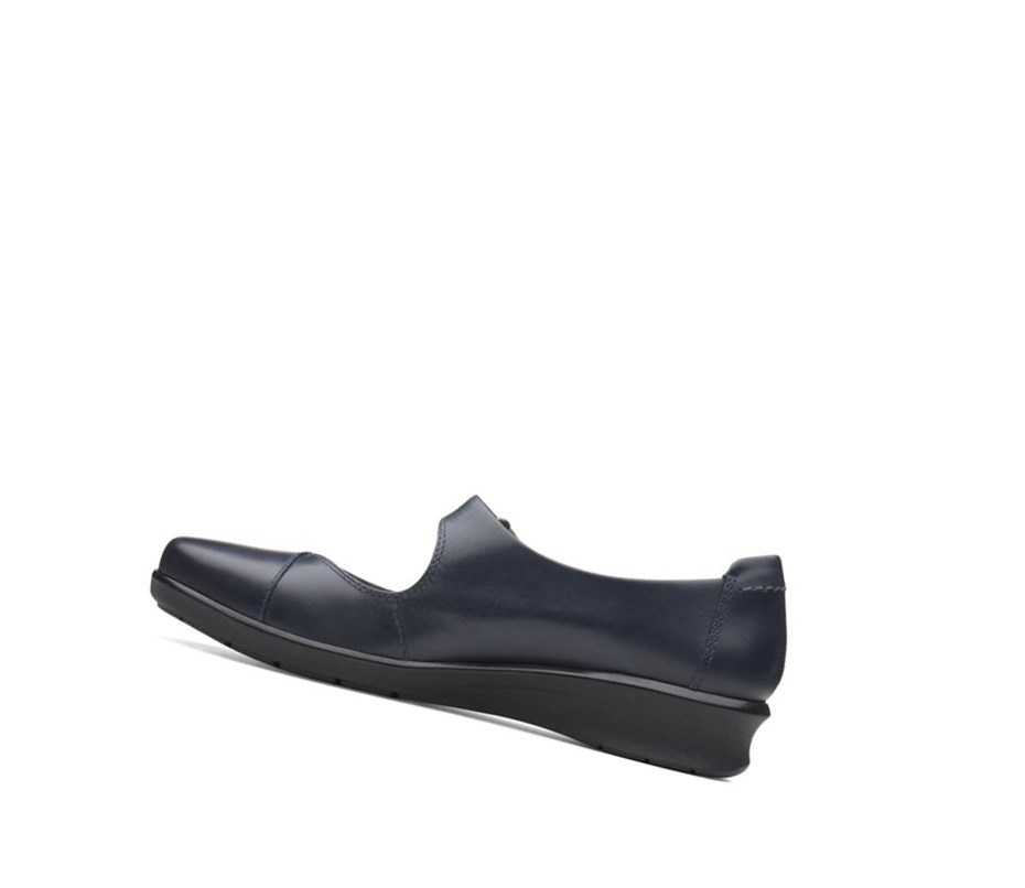 Zapatos Piel Clarks Hope Henley Cuero Mujer Azul Marino | EYOQ-42769