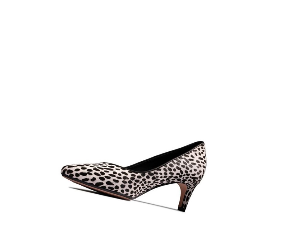 Zapatos Piel Clarks Laina 55 Court Print Cuero Anchos Fit Mujer Leopardo | KCUF-62740