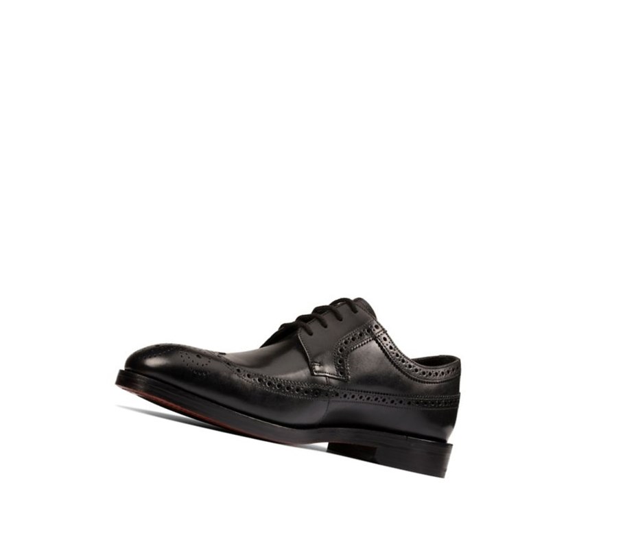 Zapatos Piel Clarks Oliver Wing Cuero Anchos Fit Hombre Negras | QTWE-59824