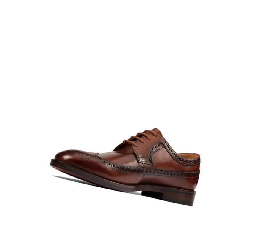 Zapatos Piel Clarks Oliver Wing Cuero Anchos Fit Hombre Marrones Oscuro | RBYW-14920