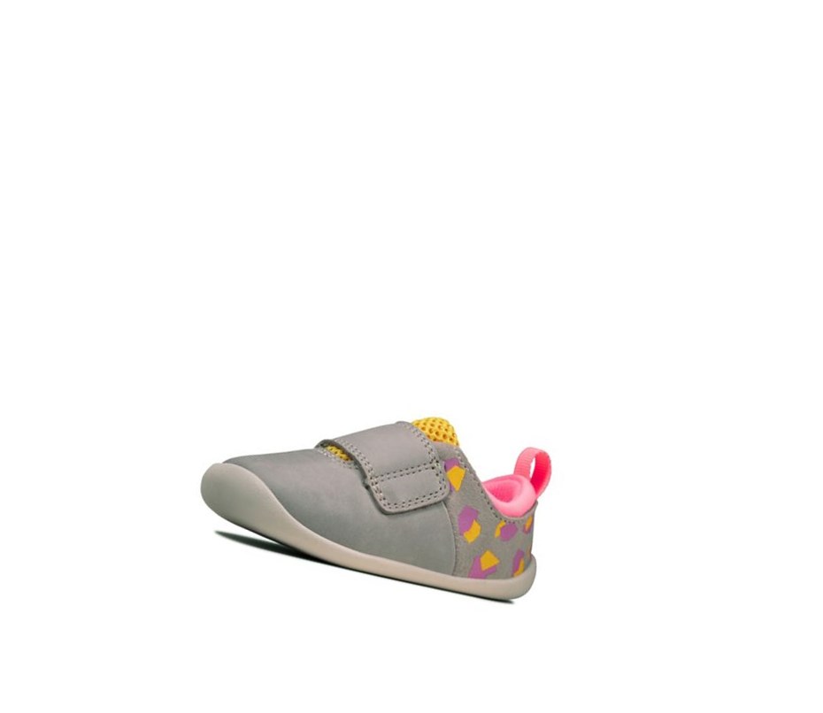 Zapatos Piel Clarks Roamer Deporte Cuero Niño Gris Camuflaje | TRAJ-09618