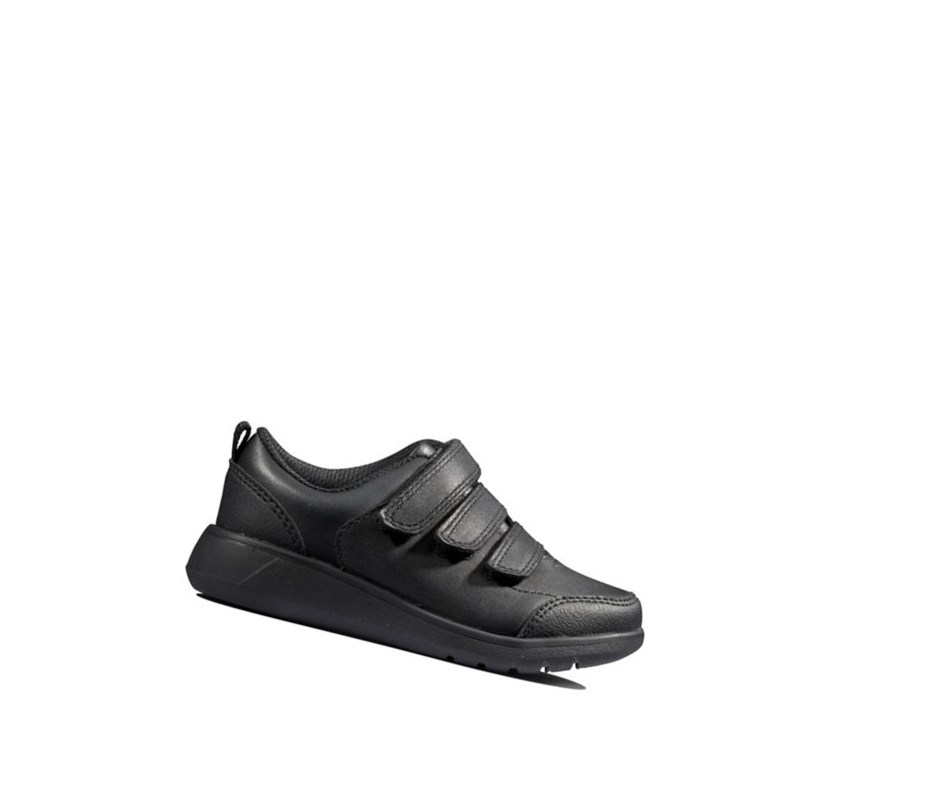 Zapatos Piel Clarks Scape Sky Cuero Niño Negras | NMOC-49801