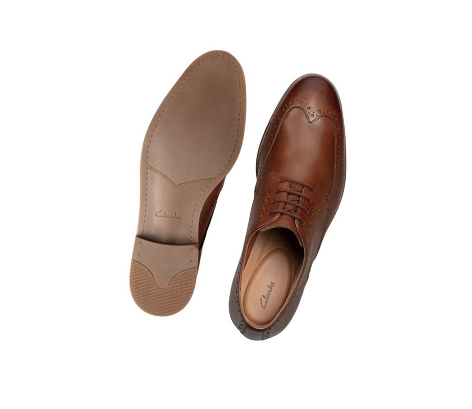 Zapatos Piel Clarks Stanford Limit Cuero Anchos Fit Hombre Marrones | IWCL-35174