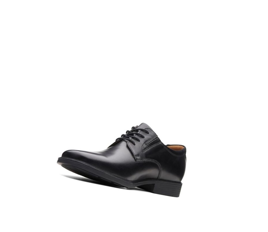 Zapatos Piel Clarks Tilden Plain Cuero Anchos Fit Hombre Negras | ILWR-81607