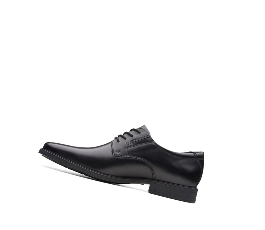 Zapatos Piel Clarks Tilden Plain Cuero Anchos Fit Hombre Negras | ILWR-81607