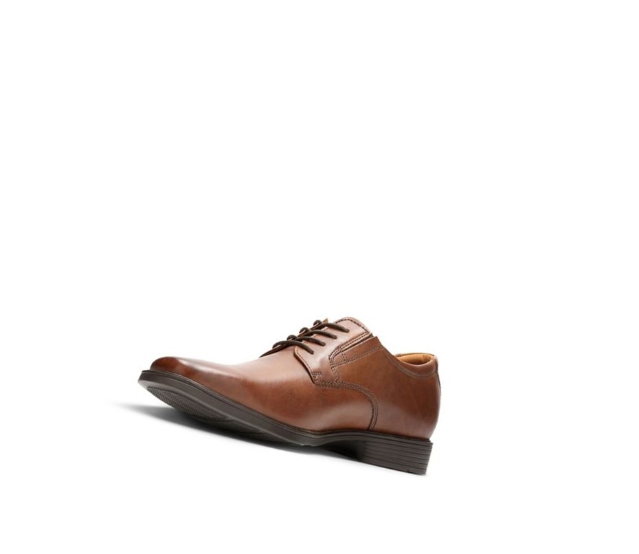 Zapatos Piel Clarks Tilden Plain Cuero Anchos Fit Hombre Marrones Oscuro | XGLB-68570