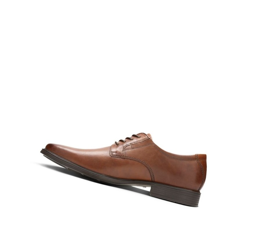 Zapatos Piel Clarks Tilden Plain Cuero Anchos Fit Hombre Marrones Oscuro | XGLB-68570