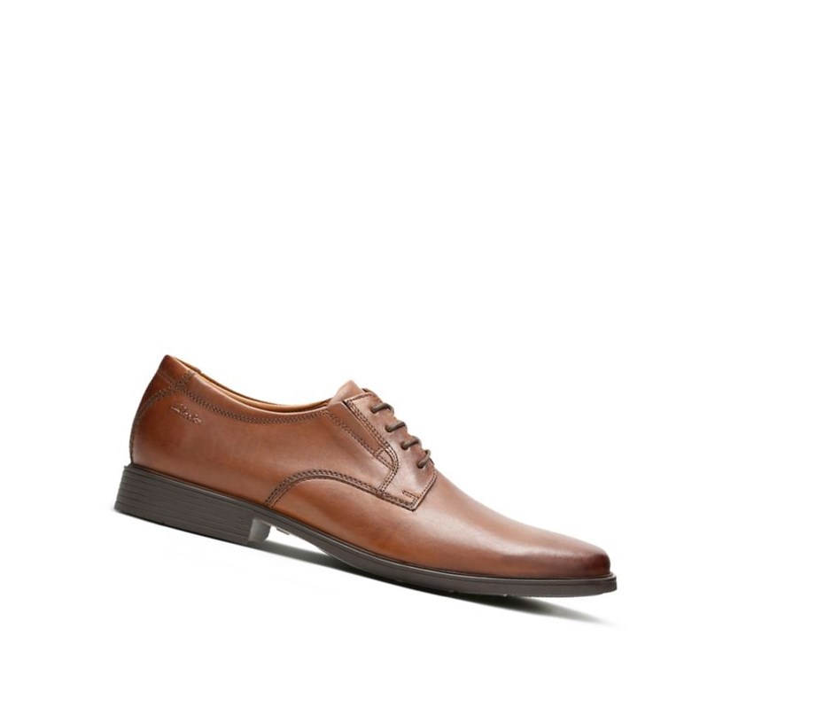 Zapatos Piel Clarks Tilden Plain Cuero Anchos Fit Hombre Marrones Oscuro | XGLB-68570