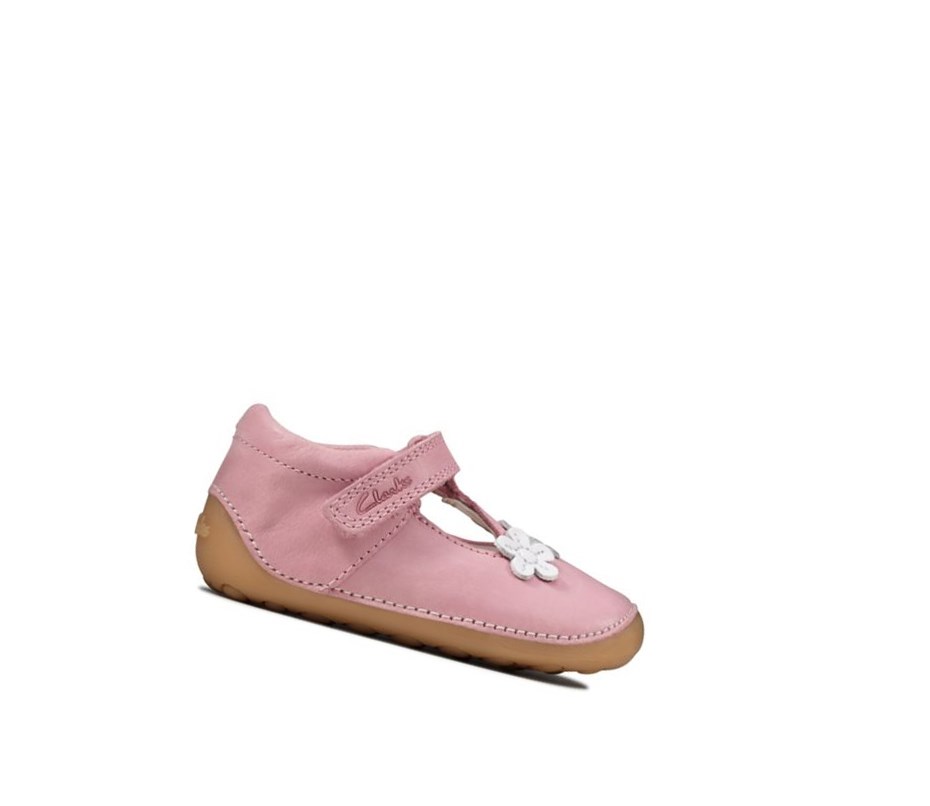 Zapatos Piel Clarks Tiny Sun Cuero Niña Rosas | TIZU-98612